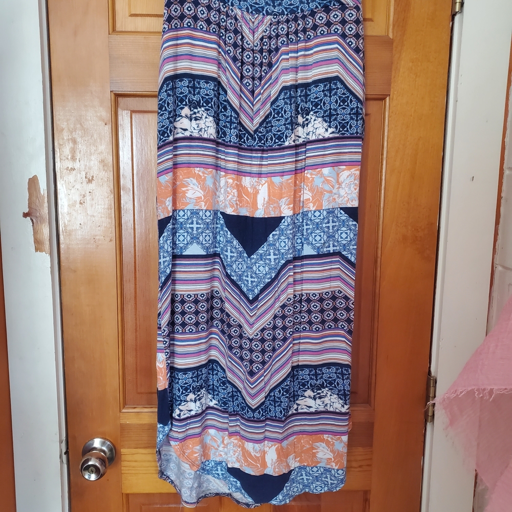 Anthropologie Maeve Vibrant Blue and Orange Maxi Skirt Small